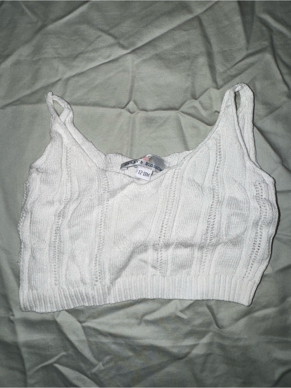 Girls White Knit Cami Tank Top - 12/18M